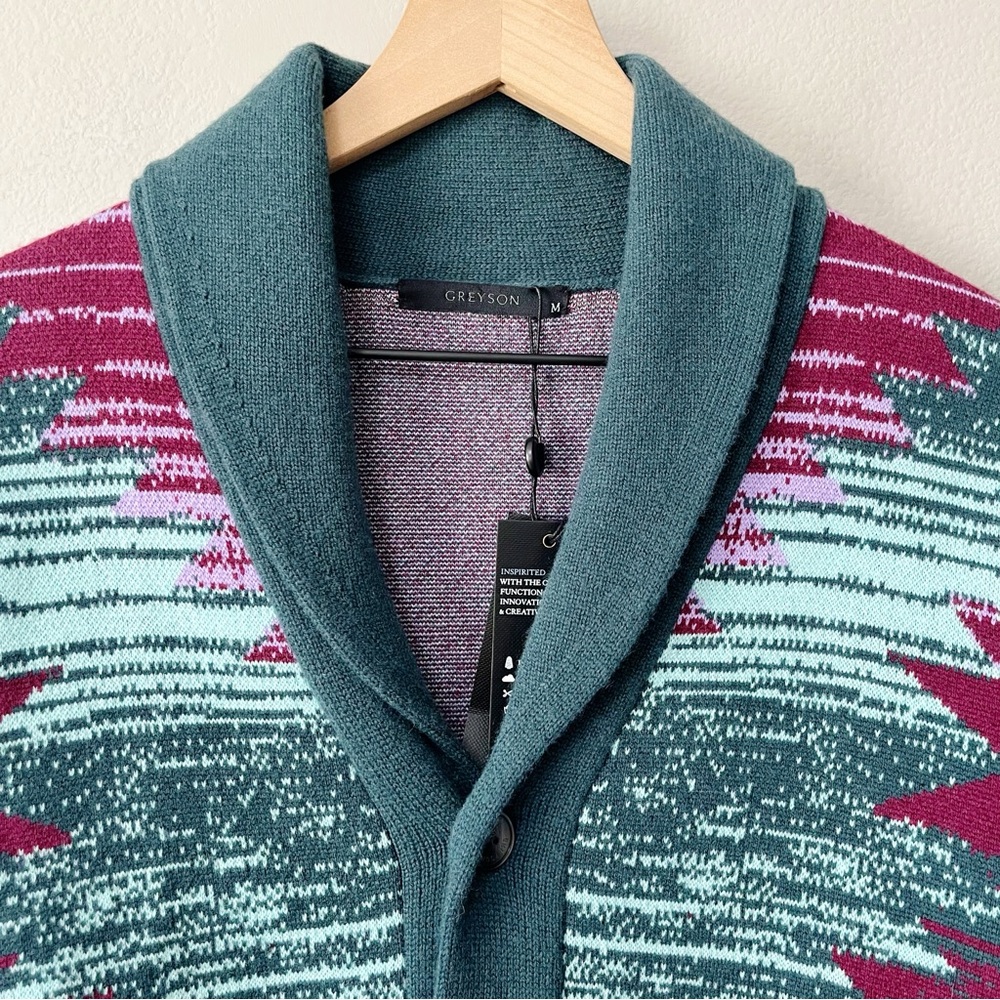 Greyson NWT Ottawa Shawl Cardigan Sweater Aztec Print Men's Size Medium Wool - Picture 6 of 13